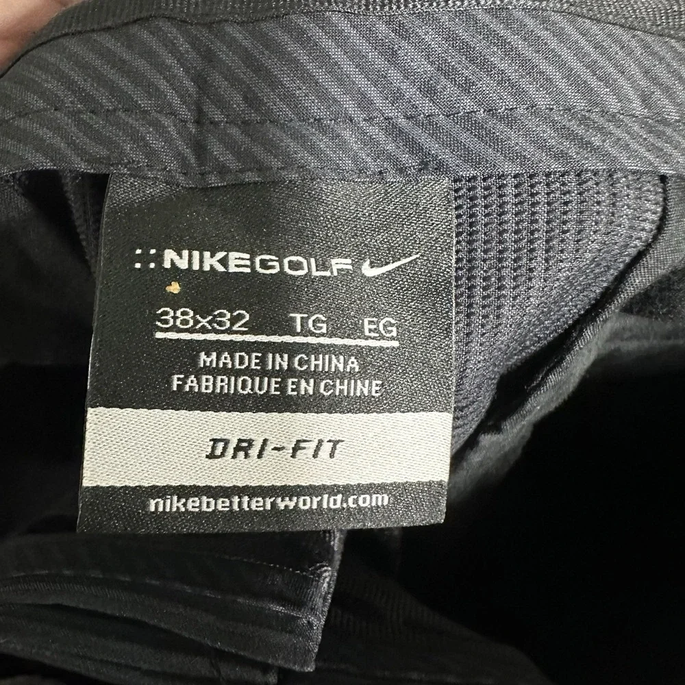 Nike Dri-FIT Men's Golf Pants Stripe Size 38x32 Black Athletic Performance Pants
